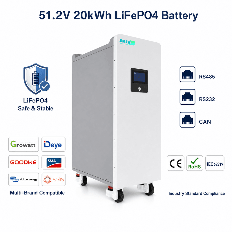 20kW 400Ah 51.2V Floor-Standing LiFePO4 Battery - 1
